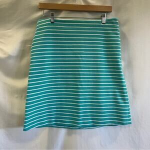 Talbots Turquoise White Textured Knit Skirt Pencil Pockets Womens Size 6 Mini